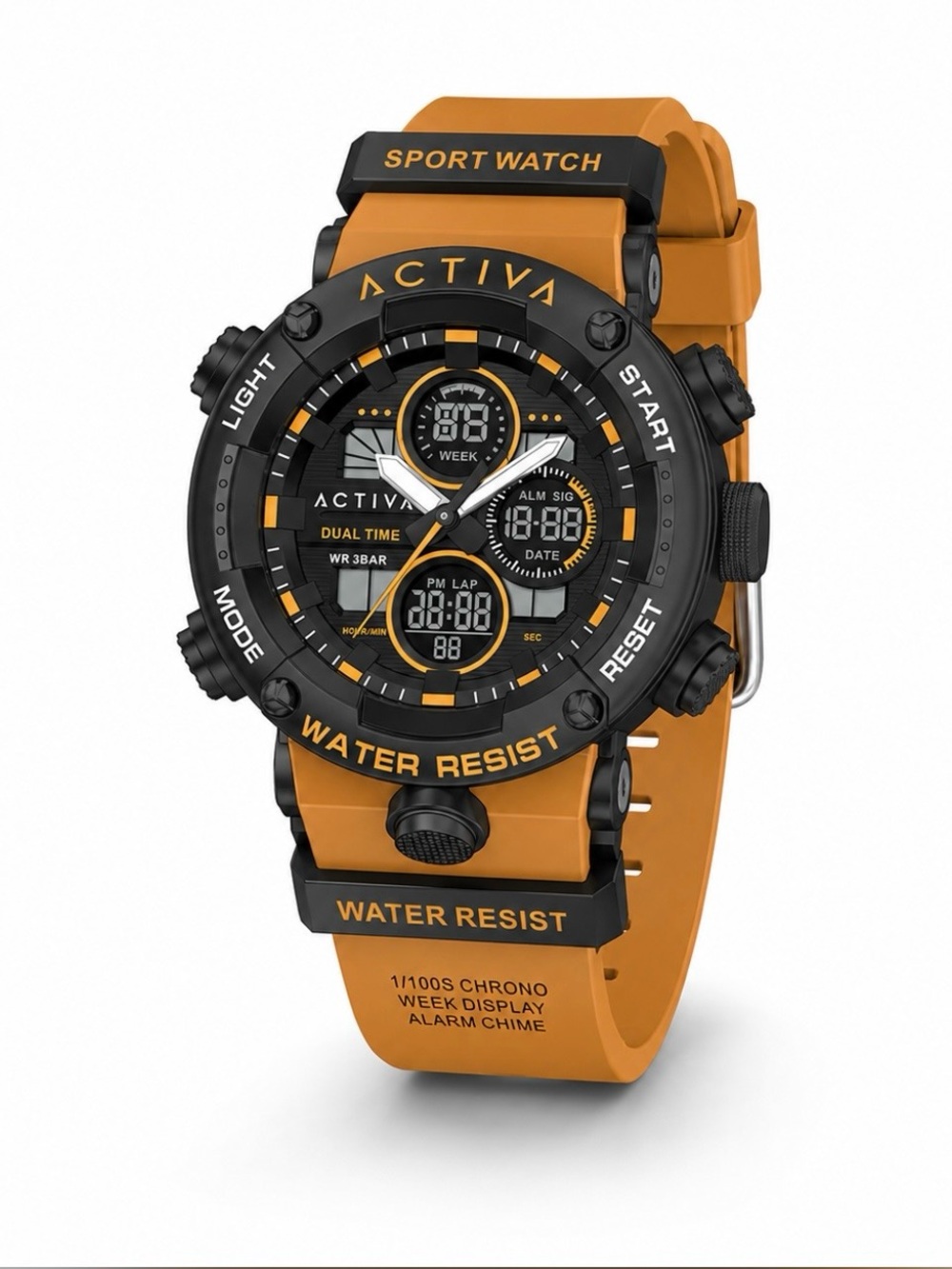 Activa X Invicta Digital & Analog Men's Watch - 52mm. Orange & Black, New